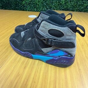 Air Jordan 8 Retro Aqua Shoes Youth Size 13C Black Purple Teal 305369-006